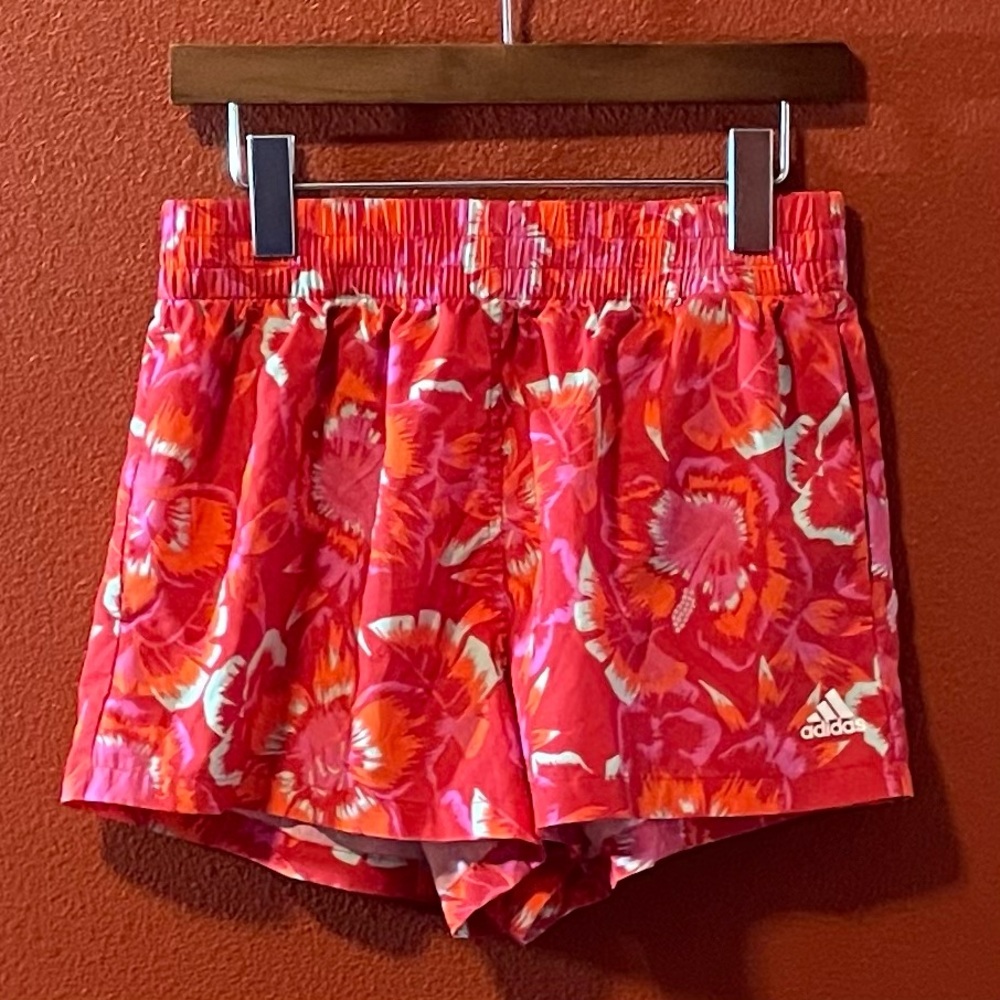 Adidas x Farm Rio Women’s 2.5” Floral Hibiscus Athletic Light Track Run Shorts